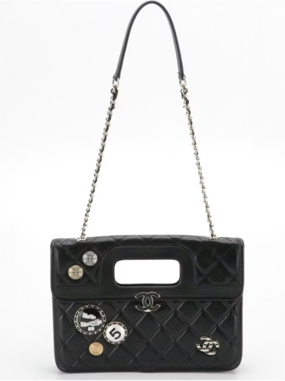 RARE 2020 Chanel graphic catch flap lucky charms bag in calfskin leather